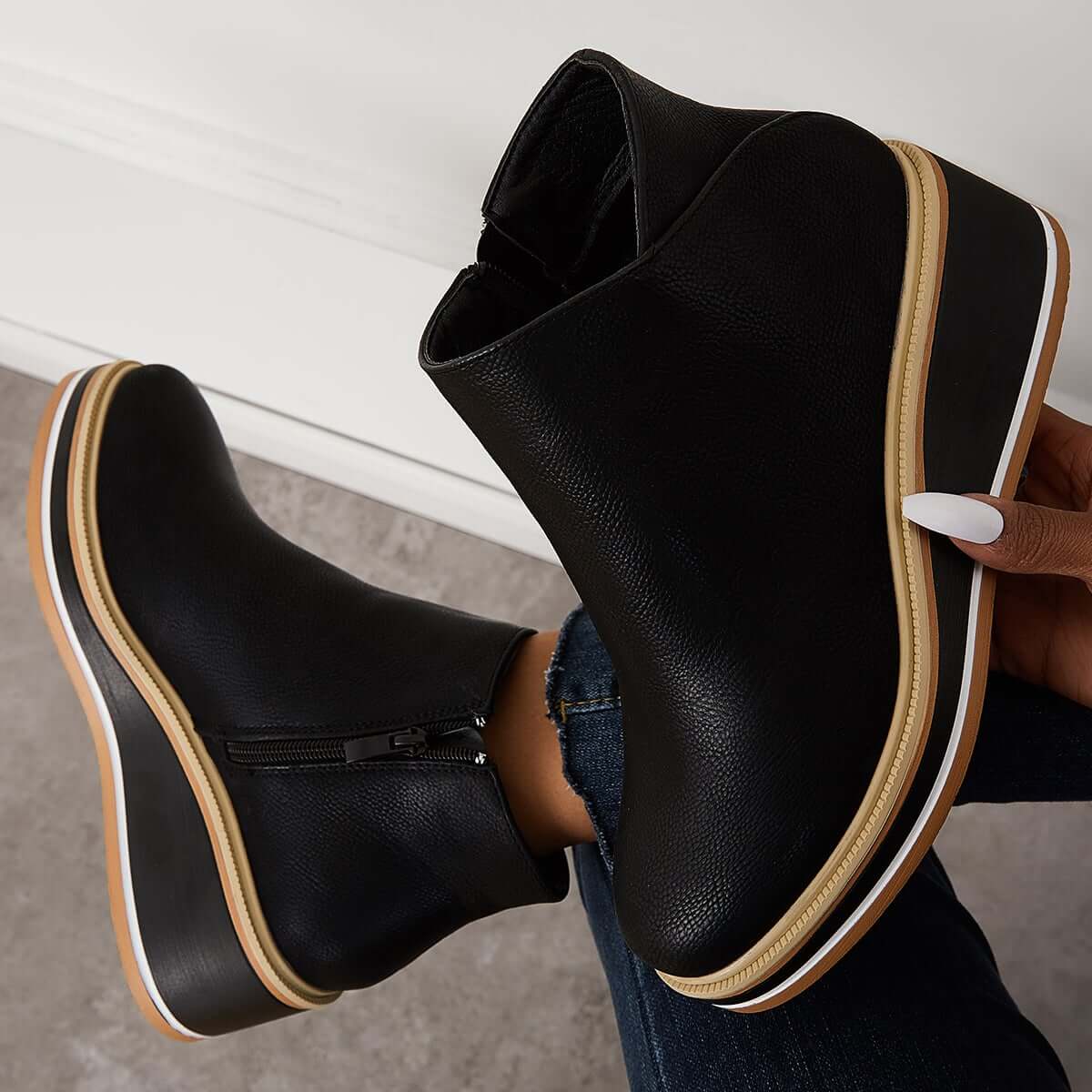 Bottines élégantes pour femmes avec fermeture éclair et plateforme - Chaussures confortables et tendance MAX FOR ME