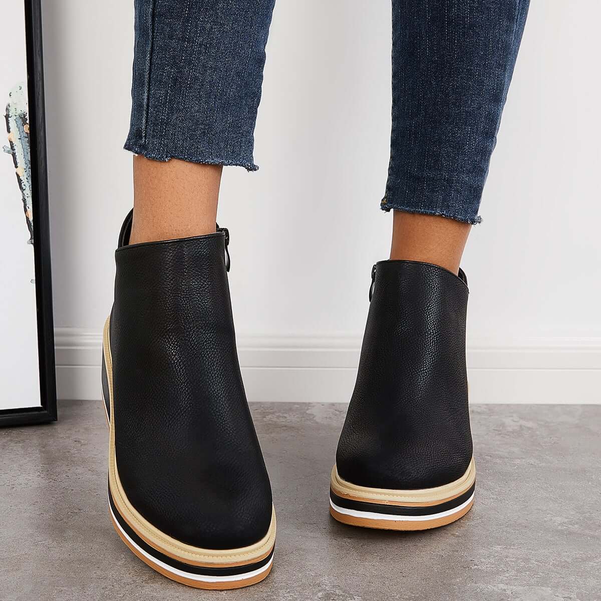 Bottines élégantes pour femmes avec fermeture éclair et plateforme - Chaussures confortables et tendance MAX FOR ME