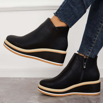Bottines élégantes pour femmes avec fermeture éclair et plateforme - Chaussures confortables et tendance Noir / 5 MAX FOR ME