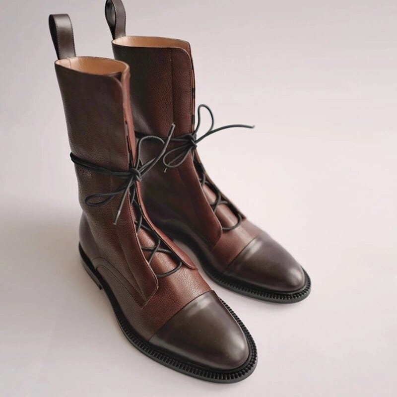 Bottines pour femme - Cuir vegan - Bout pointu - Style britannique - Élégantes et raffinées Marron / 2 MAX FOR ME