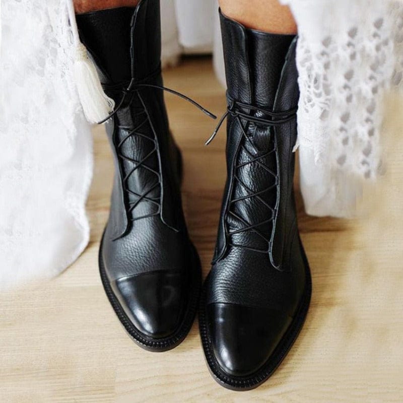 Bottines pour femme - Cuir vegan - Bout pointu - Style britannique - Élégantes et raffinées Noir / 2 MAX FOR ME