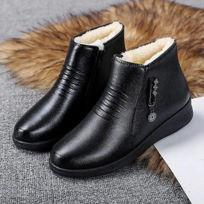 Bottines pour femme - Fermeture éclair latérale - Doublure en peluche - Détails métalliques élégants - Tenue décontractée Noir / 3 MAX FOR ME