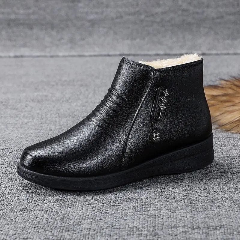 Bottines pour femme - Fermeture éclair latérale - Doublure en peluche - Détails métalliques élégants - Tenue décontractée Noir / 3 MAX FOR ME