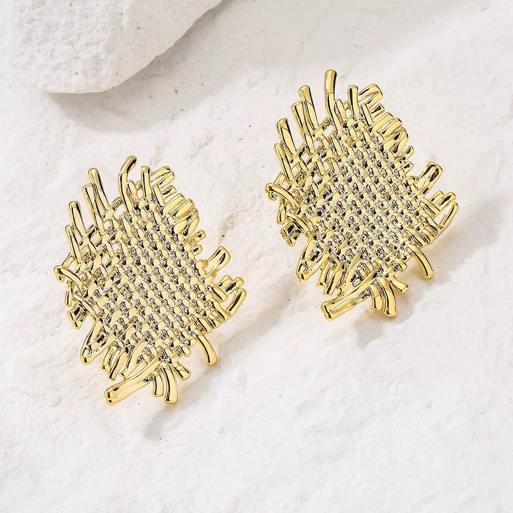 Boucles d’oreilles dorées géométriques – design abstrait et minimaliste Or / Tissage d'Or MAX for ME