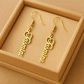 Boucles d’oreilles personnalisées à crochet – Prénom vertical en acier inoxydable Or MAX for ME