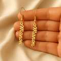 Boucles d’oreilles personnalisées à crochet – Prénom vertical en acier inoxydable Or MAX for ME