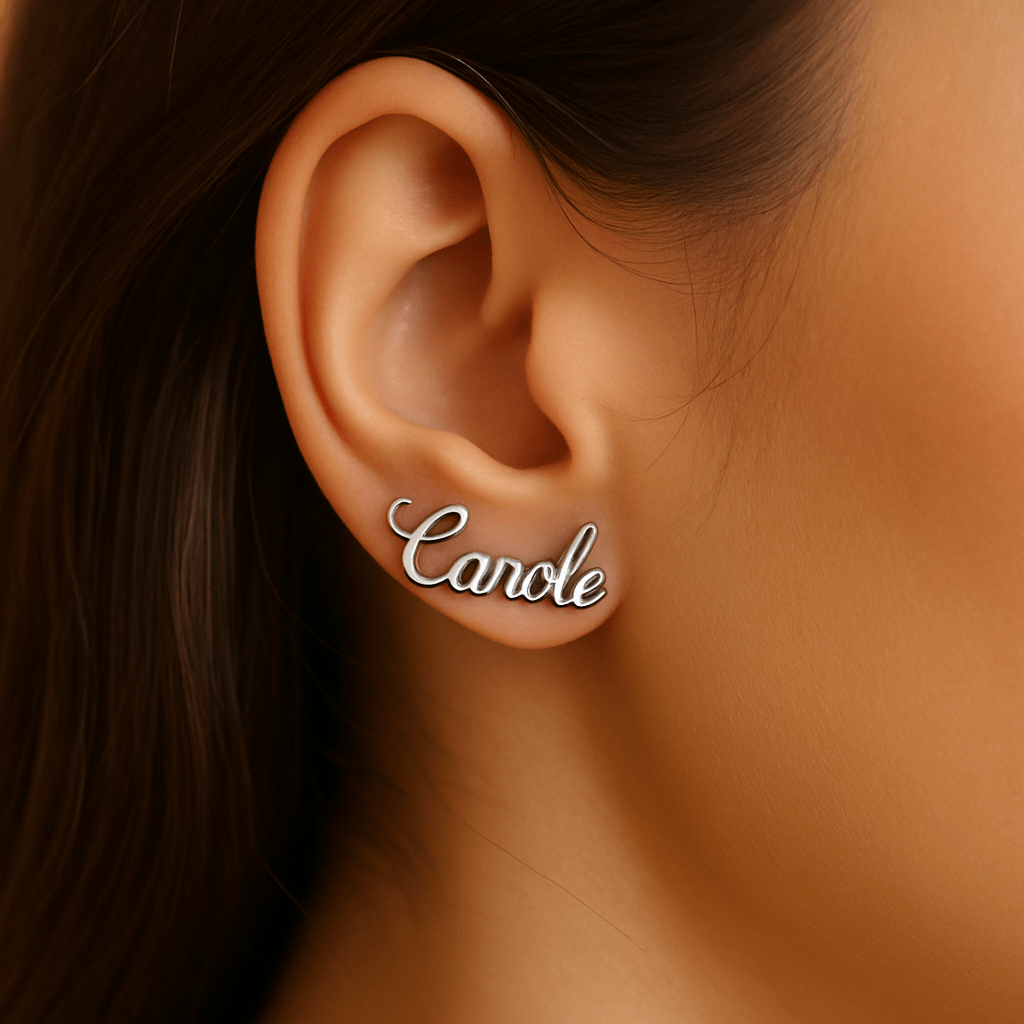 Boucles d’oreilles personnalisées – Acier inoxydable doré avec prénom MAX for ME
