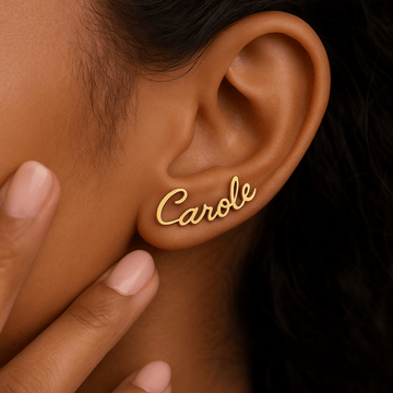 Boucles d’oreilles personnalisées – Acier inoxydable doré avec prénom Or MAX for ME