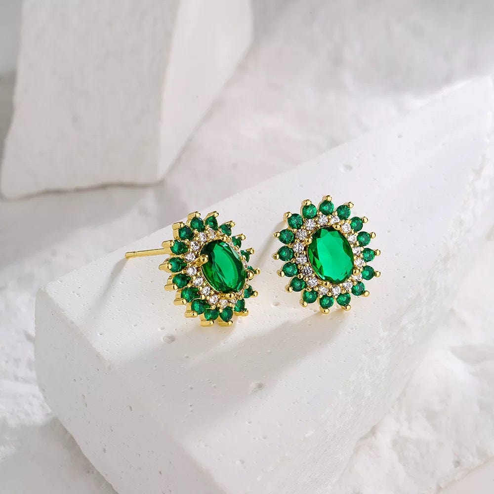 Boucles d'oreilles "Talisman" - un style affirmé et coloré - MAX FOR ME Doré / Émeraude Royale MAX for ME