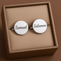 Boutons de manchette personnalisés – Gravure ronde élégante Argent MAX for ME