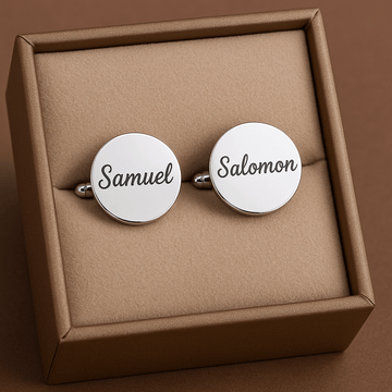 Boutons de manchette personnalisés – Gravure ronde élégante Argent MAX for ME