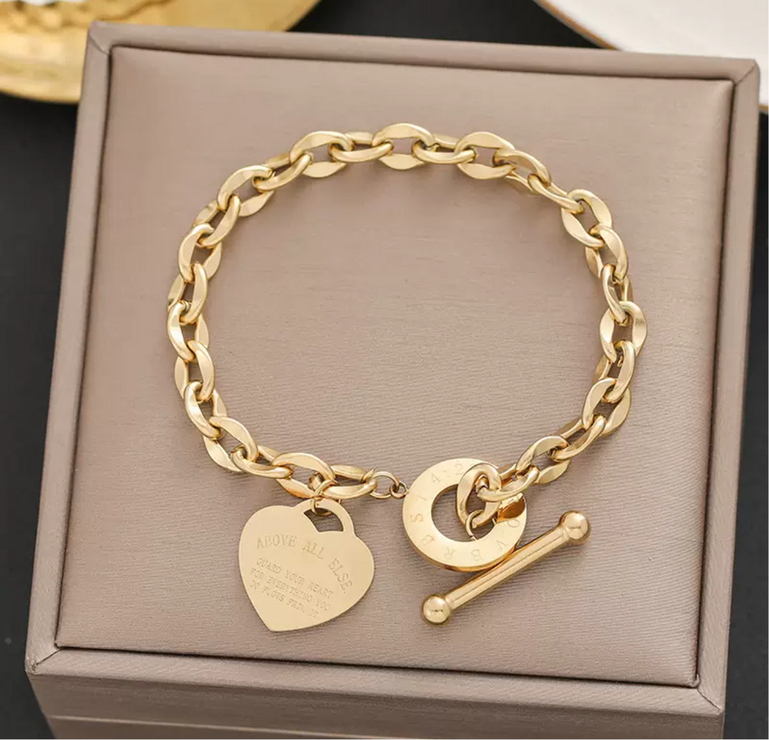 Bracelet acier titane cœur femme détail cœur délicat MAX FOR ME