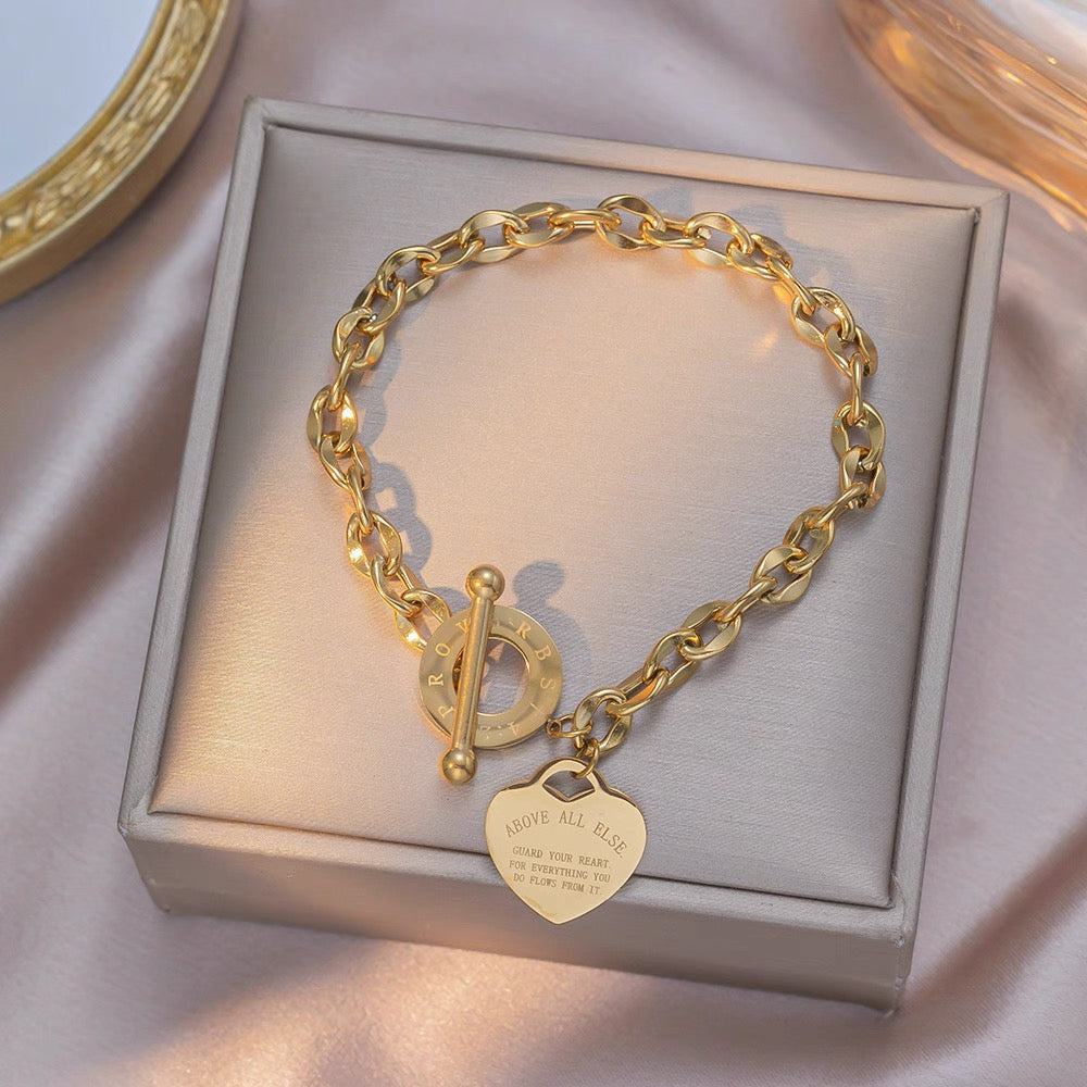 Bracelet acier titane cœur femme doré précieux romantique MAX FOR ME