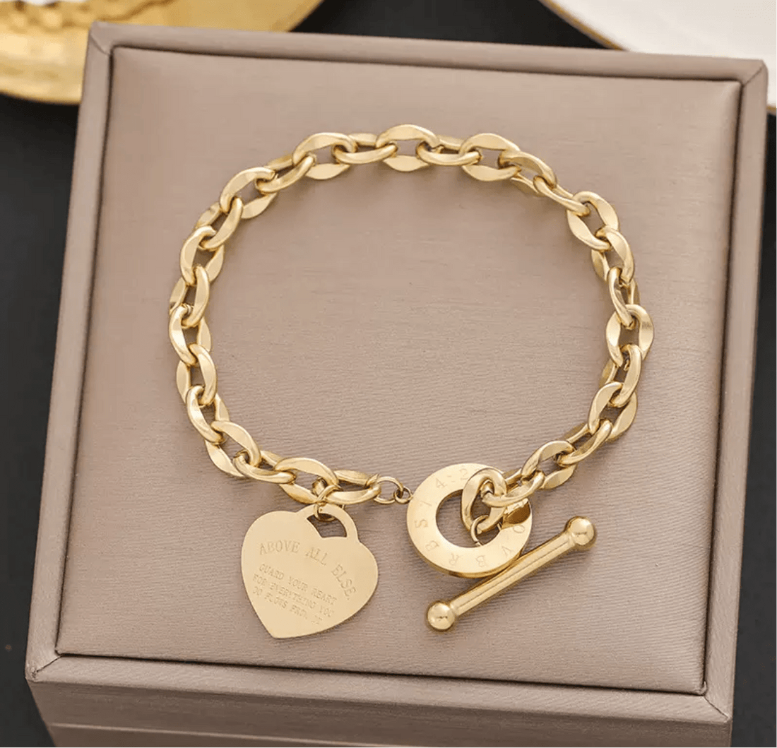 Bracelet acier titane cœur femme polyvalent romantique moderne MAX FOR ME Doré MAX for ME