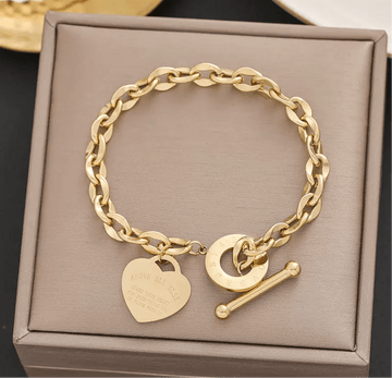 Bracelet acier titane cœur femme polyvalent romantique moderne MAX FOR ME Doré MAX for ME