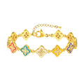 Bracelet doré à fleurs émaillées – bijou raffiné à maillons ajustables Multicolore Pop MAX for ME
