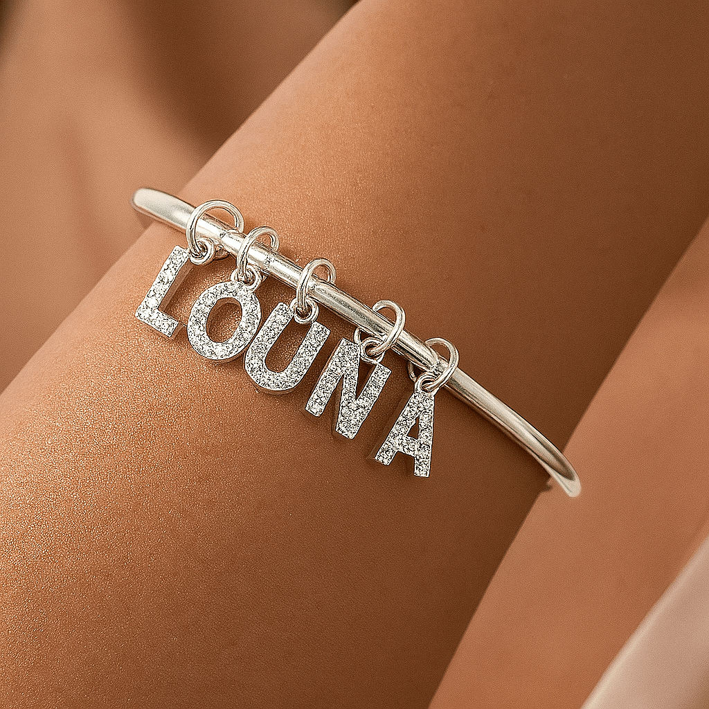 Bracelet prénom doré et argenté à pampilles – Bijou raffiné en lettres pavées MAX for ME