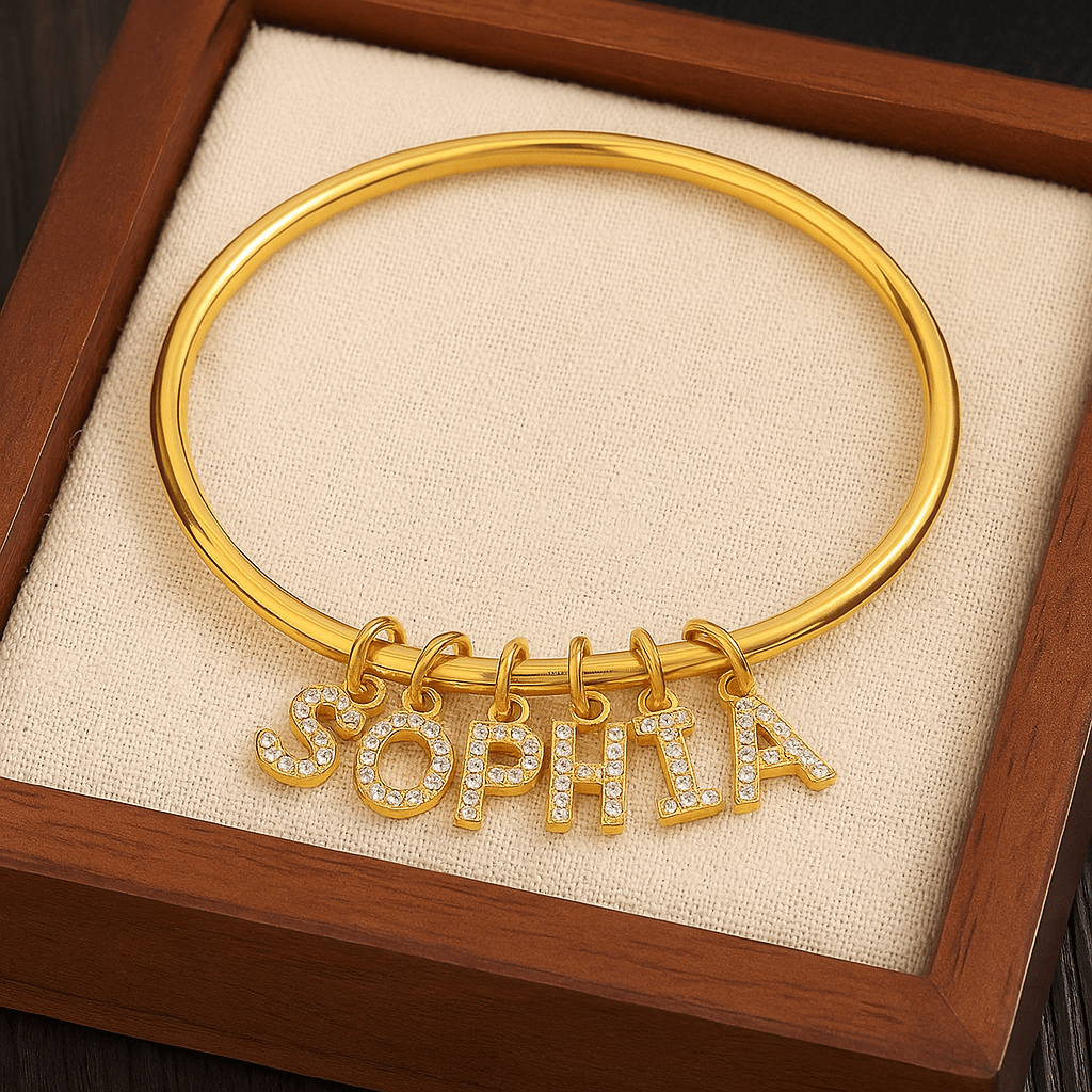 Bracelet prénom doré et argenté à pampilles – Bijou raffiné en lettres pavées Doré MAX for ME