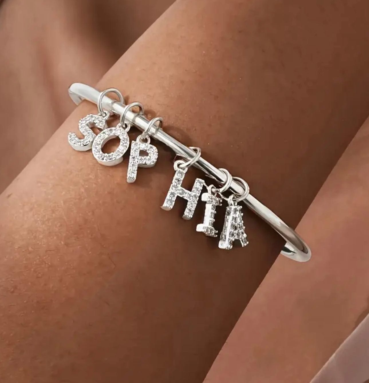Bracelet prénom doré et argenté à pampilles – Bijou raffiné en lettres pavées MAX for ME