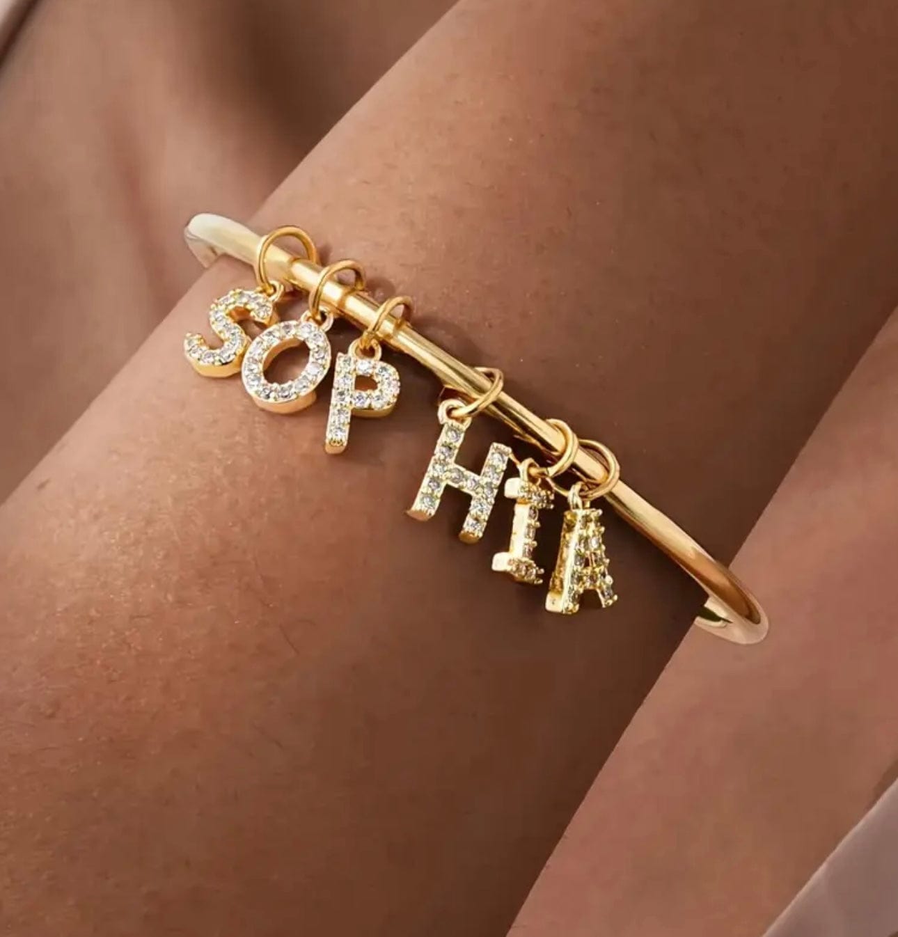 Bracelet prénom doré et argenté à pampilles – Bijou raffiné en lettres pavées MAX for ME