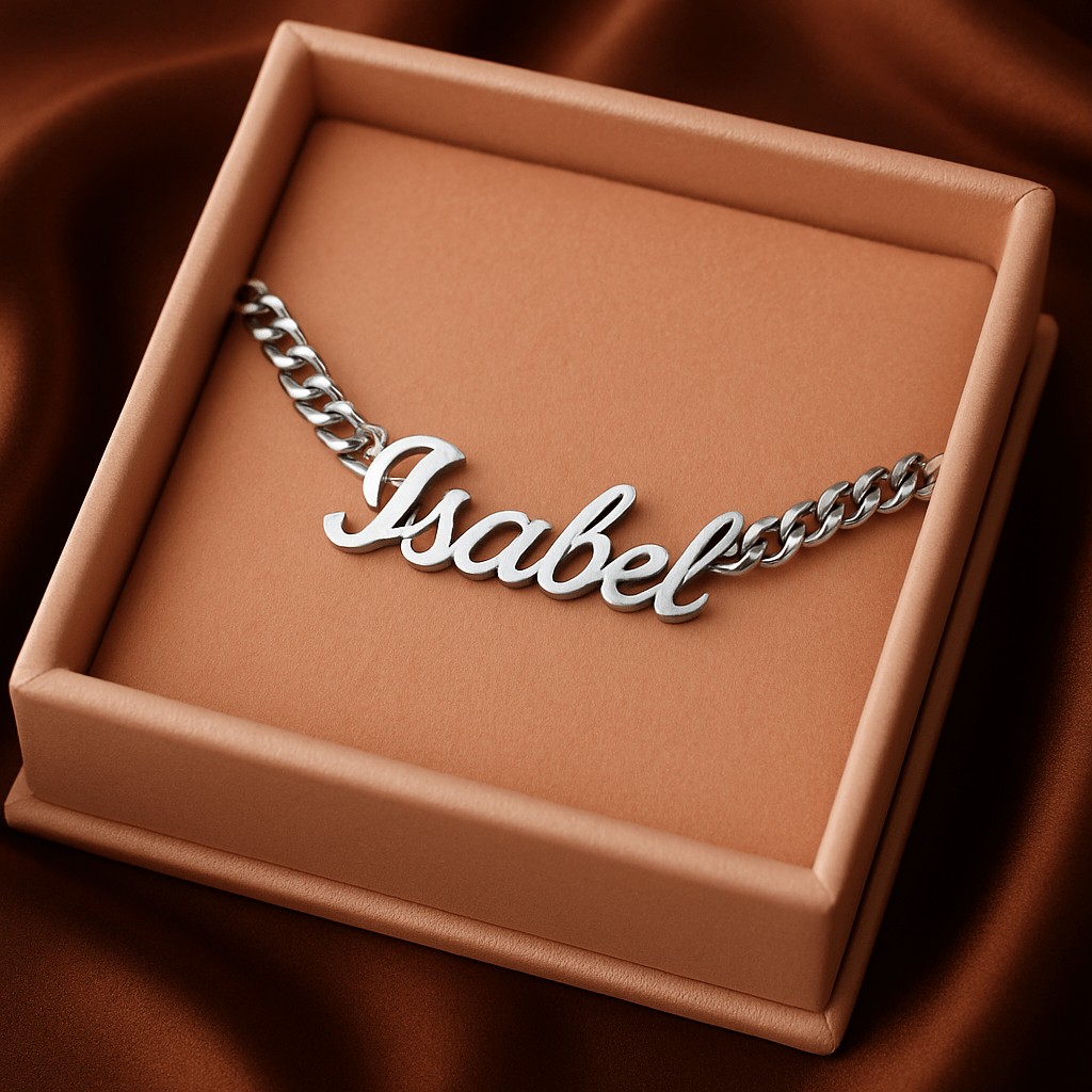 Bracelet Prénom Personnalisé – Acier Inoxydable Ajustable & Résistant Argent MAX for ME