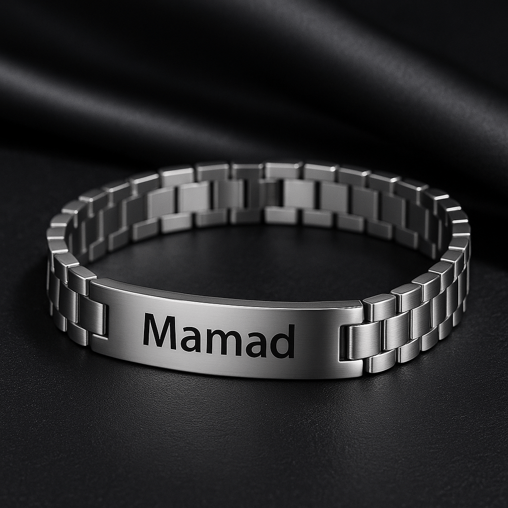 Bracelet Prénom Personnalisé Homme – Acier Inoxydable Doré ou Argenté MAX for ME