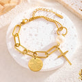 Bracelet titane anti décoloration femme doré croix tendance MAX FOR ME
