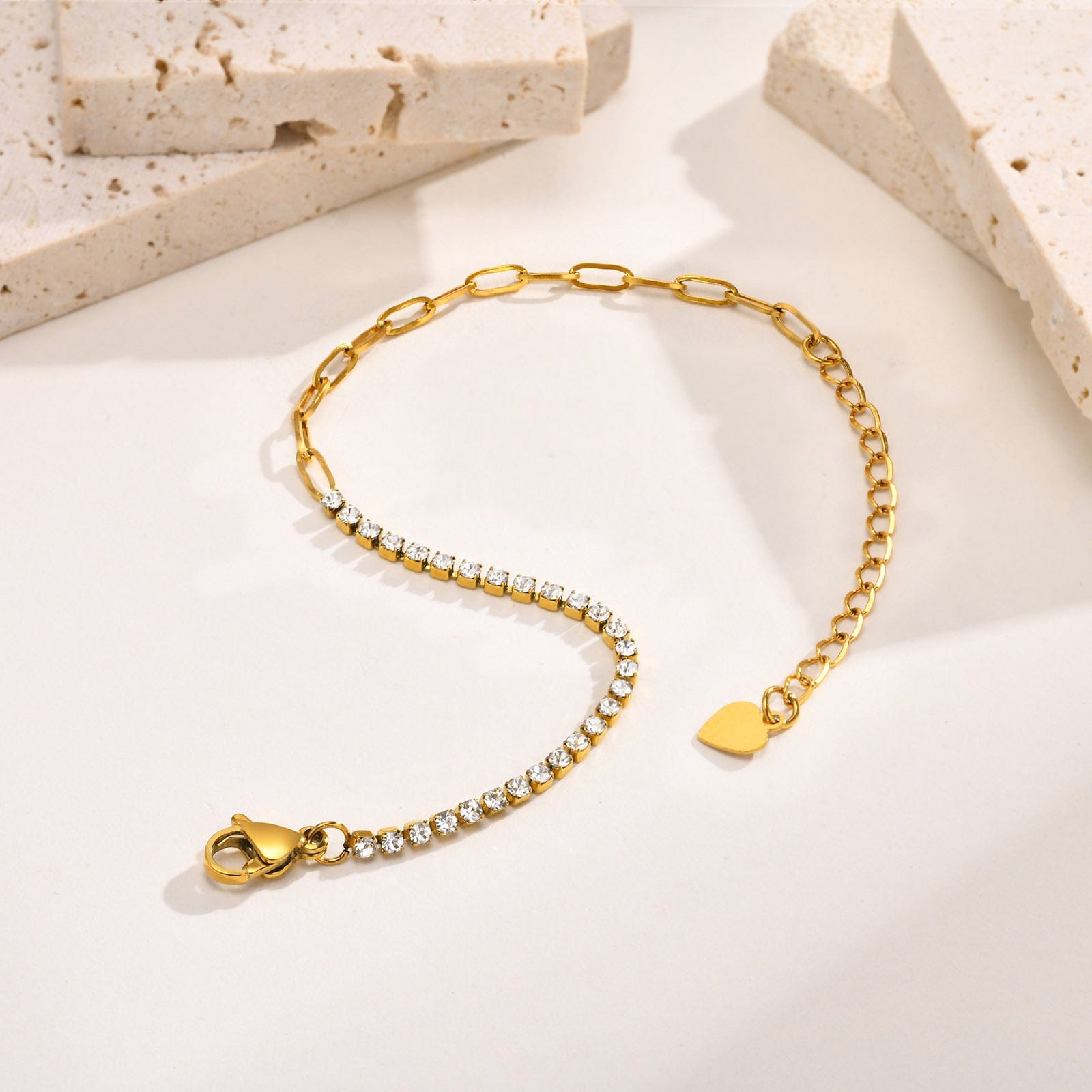 Bracelets dorés 18K maillons fins strass colorés zirconiums élégance MAX FOR ME Doré MAX for ME