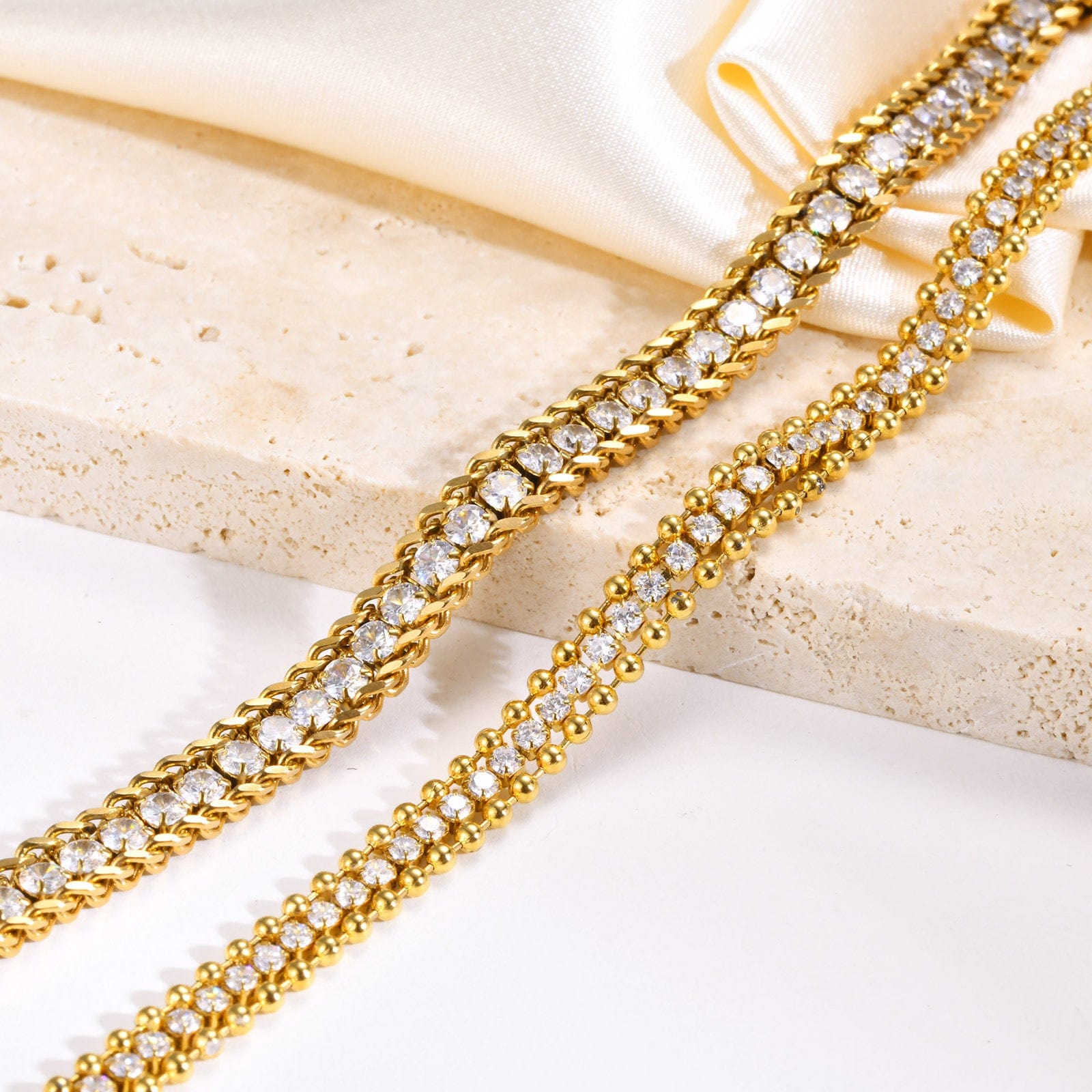 Bracelets dorés femme 18K strass scintillants maillons fins élégance MAX FOR ME Doré MAX for ME