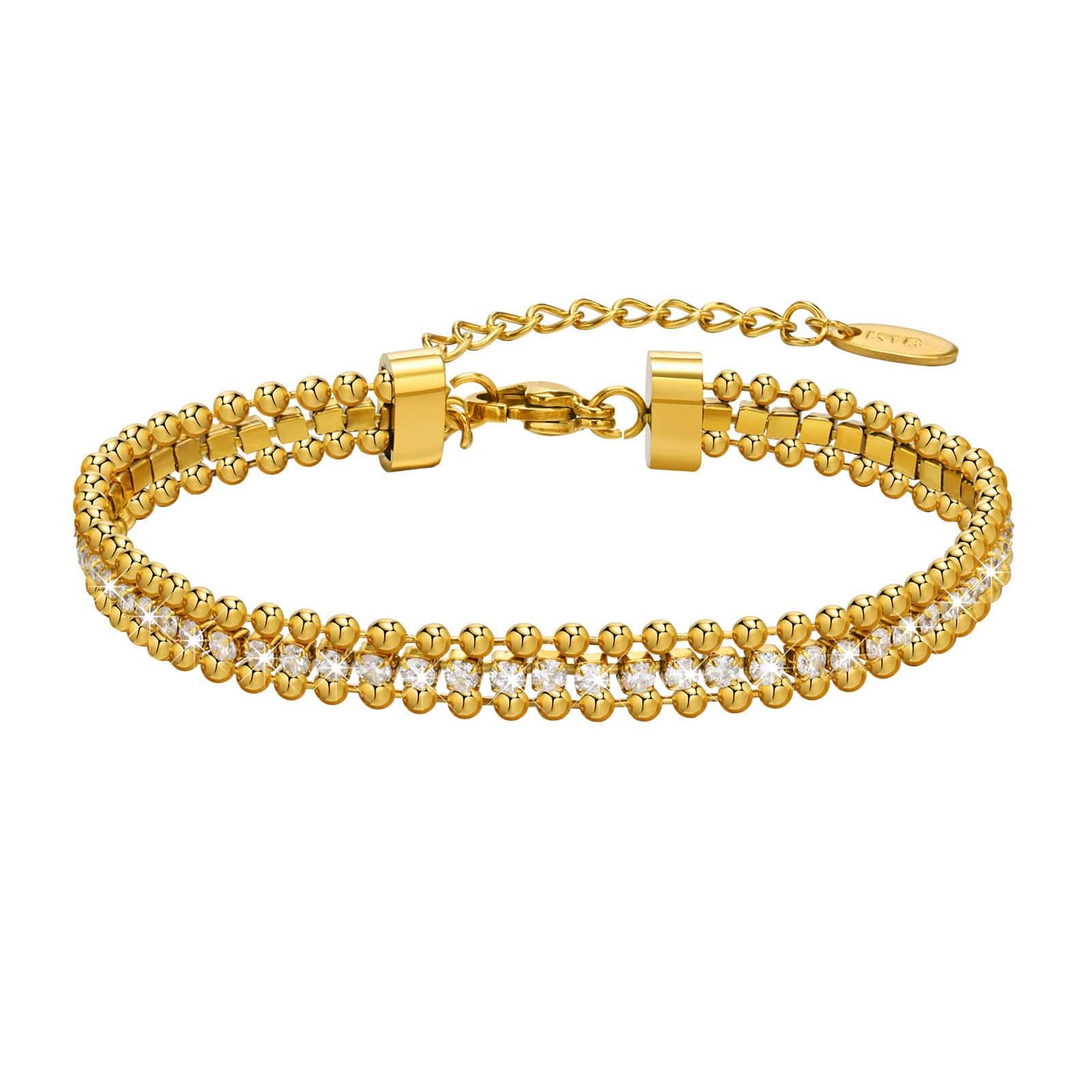 Bracelets dorés femme 18K strass scintillants maillons fins élégance MAX FOR ME Doré MAX for ME