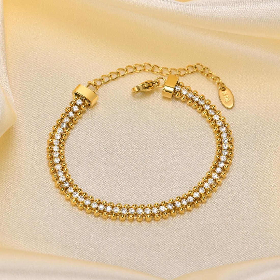 Bracelets dorés femme duo or 18K strass maillons fins MAX FOR ME