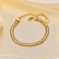 Bracelets dorés femme duo or 18K strass maillons fins MAX FOR ME