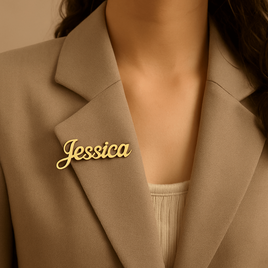 Broche personnalisée doré ou argenté avec prénom – Accessoire raffiné et intemporel MAX for ME
