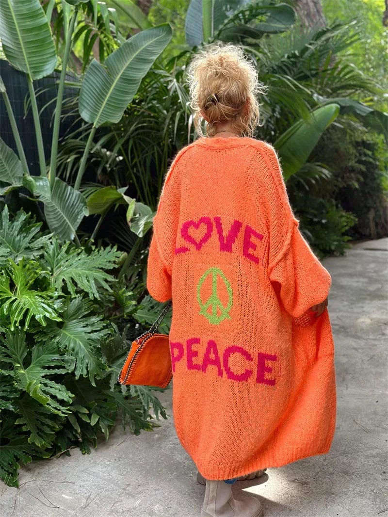 Cardigan amour et paix pour femme Orange / S MAX FOR ME