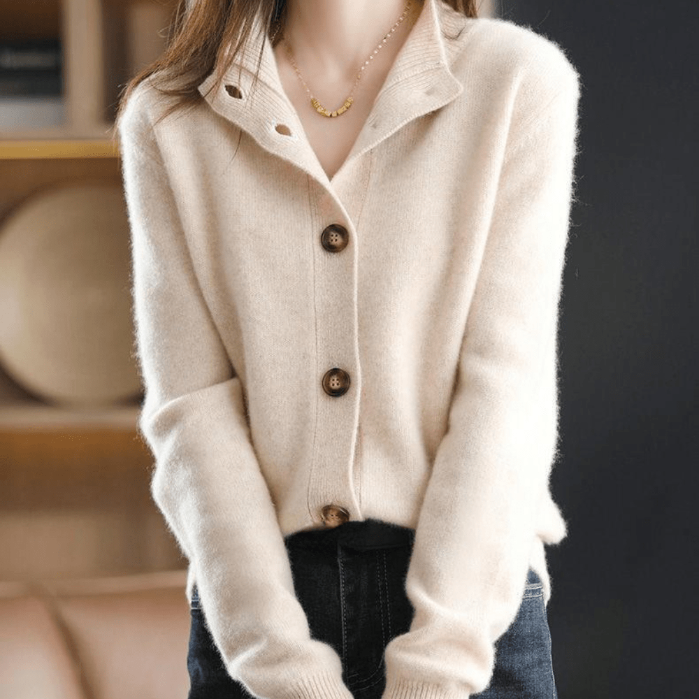 "Cardigan ample rétro femme beige vintage inspiration coréenne MAX FOR ME