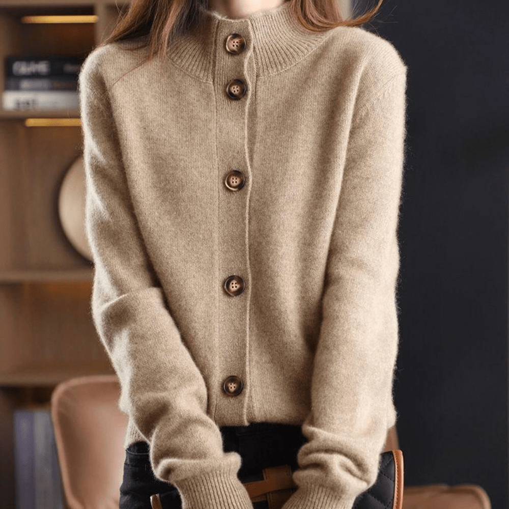 Cardigan ample rétro femme inspiration coréenne chic moderne MAX FOR ME Beige / XS MAX FOR ME