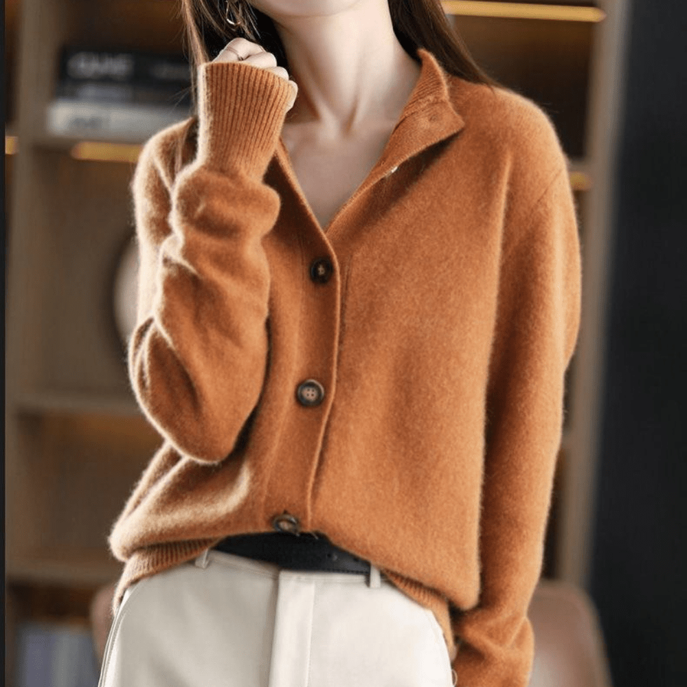 Cardigan ample rétro femme marron coupe généreuse chic MAX FOR ME