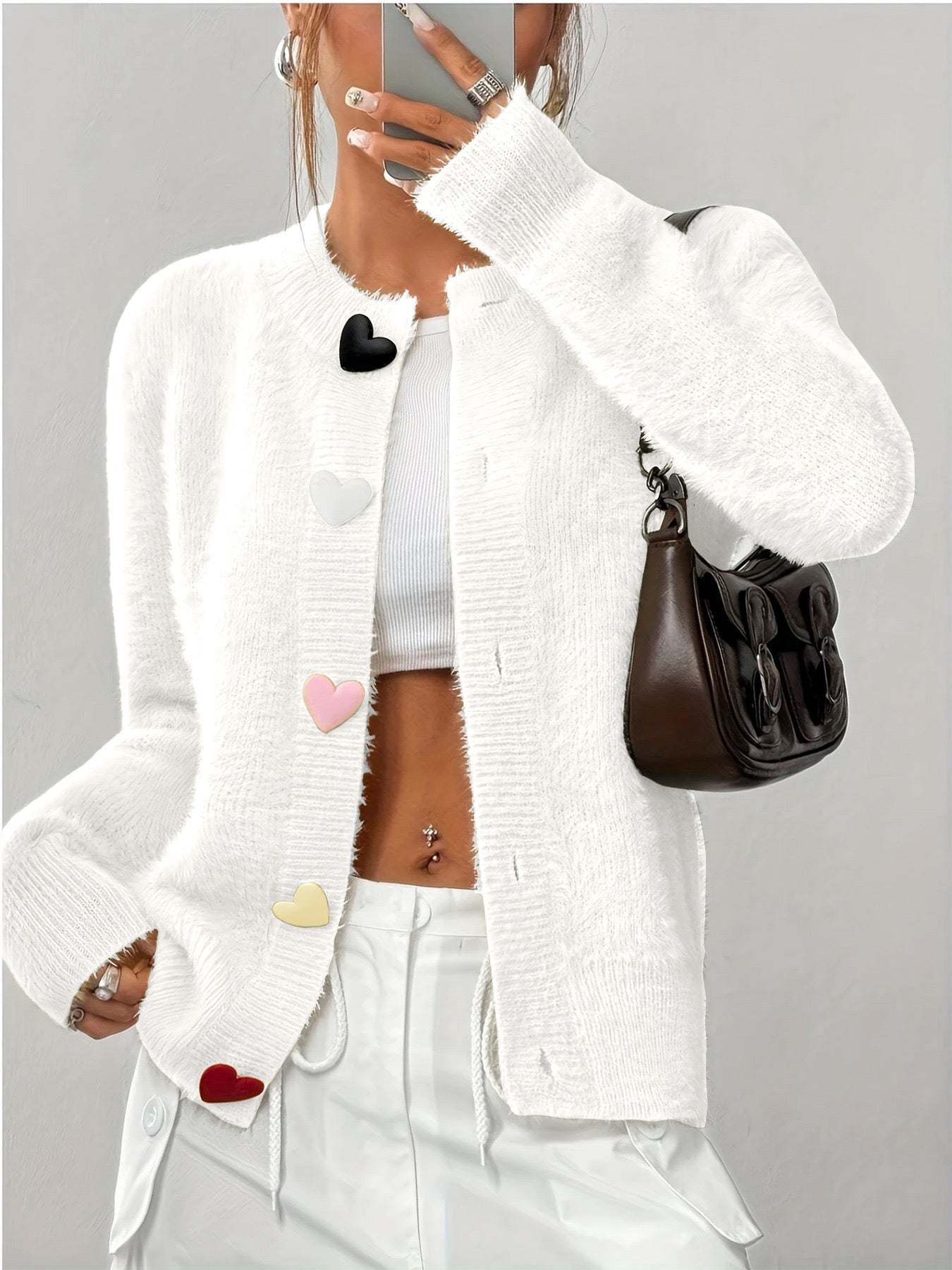 Cardigan boutons femme détail boutons cœur premium MAX FOR ME