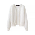 Cardigan col V femme beige tricot doux raffinement MAX FOR ME