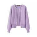 Cardigan col V femme lilas coupe décontractée MAX FOR ME