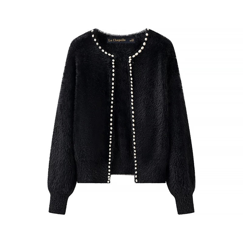 Cardigan col V femme noir longueur hanches chic MAX FOR ME