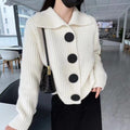 Cardigan court en maille à col claudine - un style rétro-chic affirmé - MAX FOR ME Blanc / S MAX for ME
