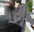 Cardigan court en maille à col claudine - un style rétro-chic affirmé - MAX FOR ME Gris / S MAX for ME