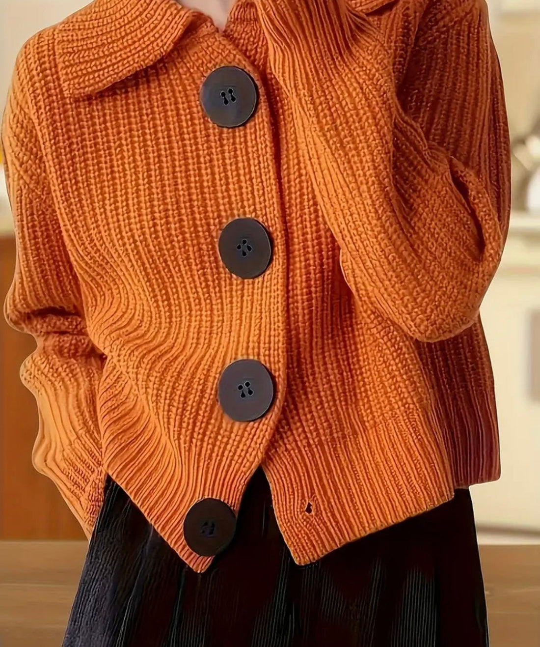 Cardigan court en maille à col claudine - un style rétro-chic affirmé - MAX FOR ME Orange / S MAX for ME