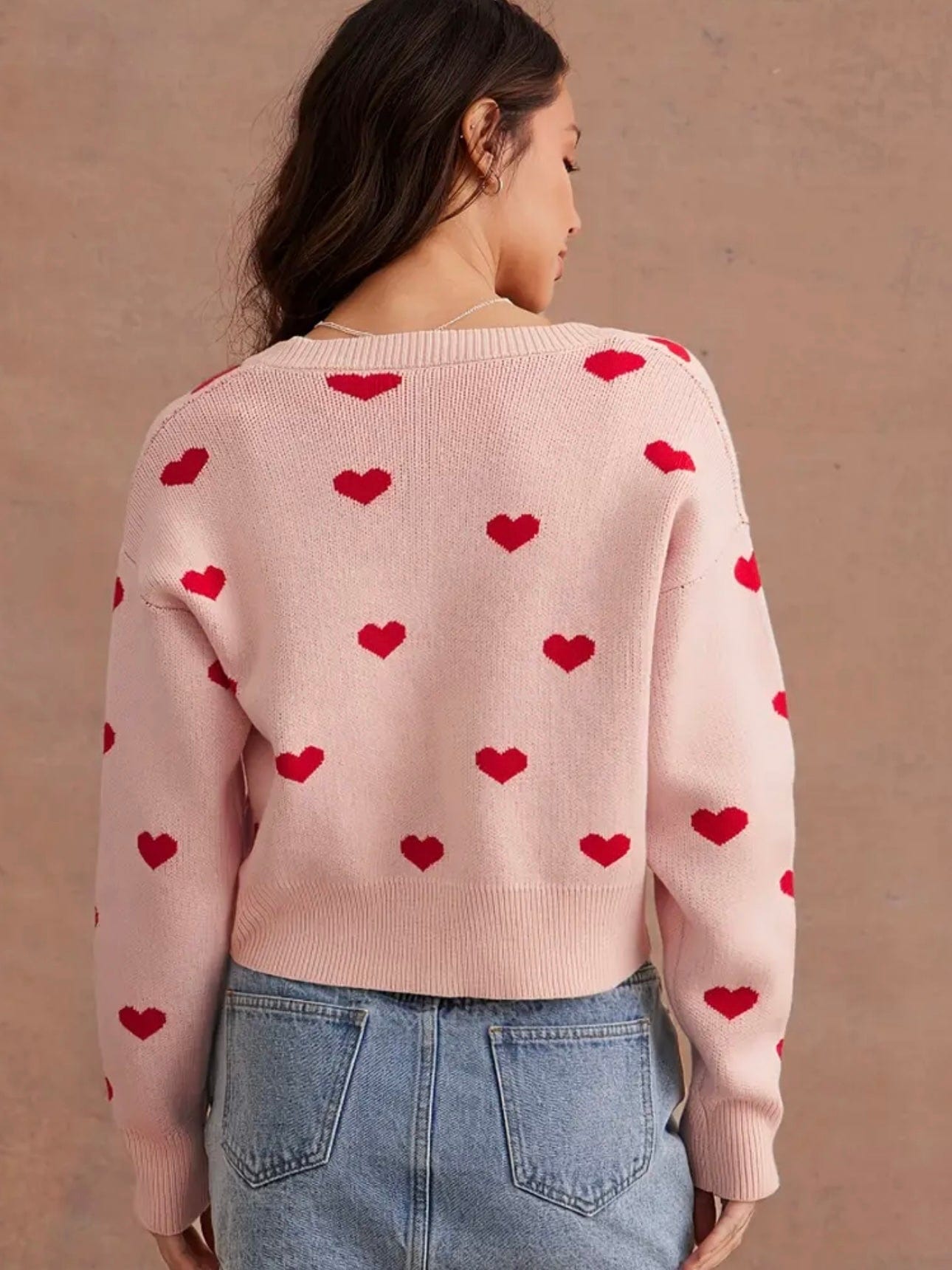 Cardigan court imprimé cœurs et nœud velours - charme et féminité - MAX FOR ME MAX for ME