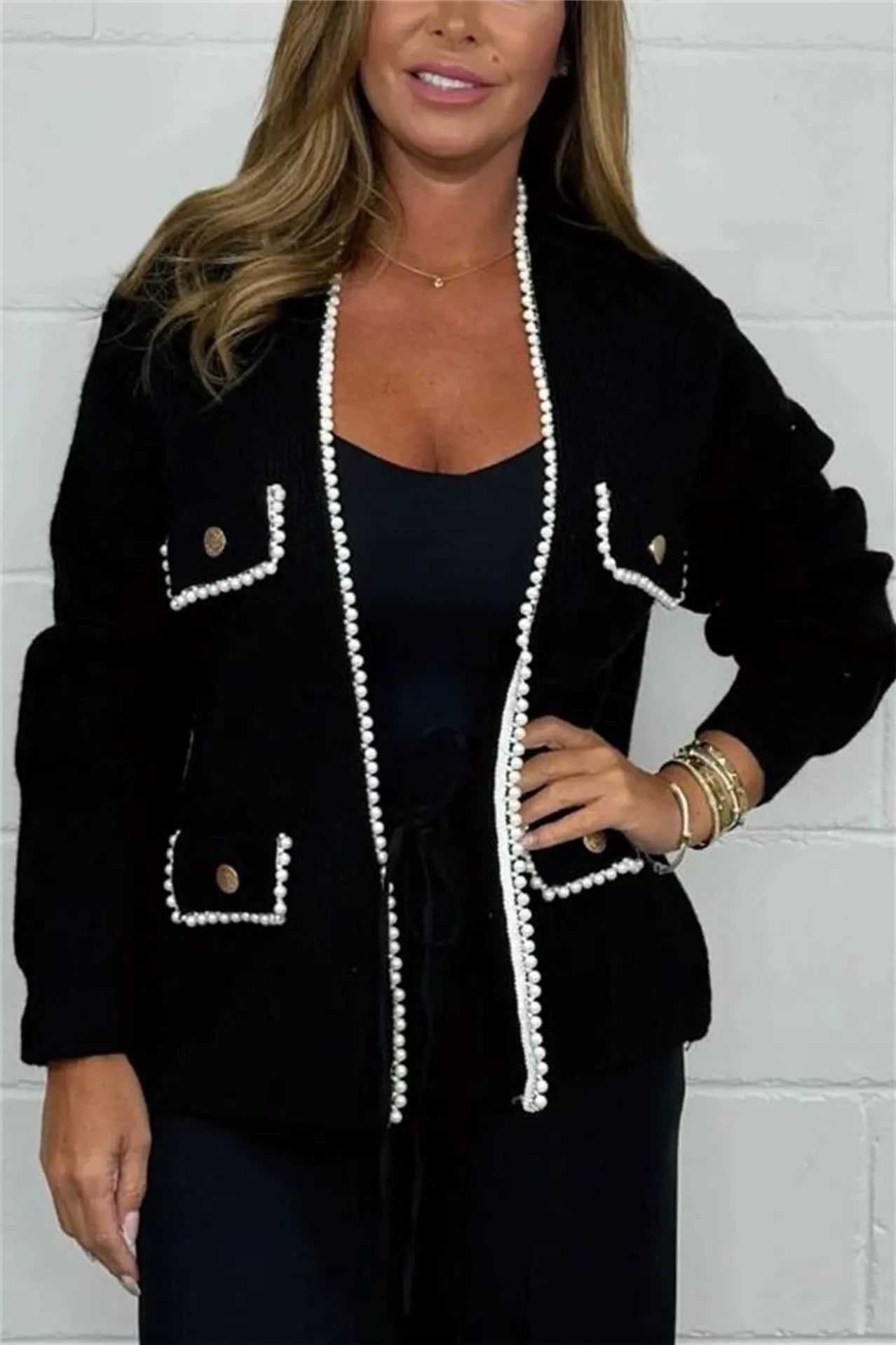 Cardigan élégant femme beige manches longues chic MAX FOR ME