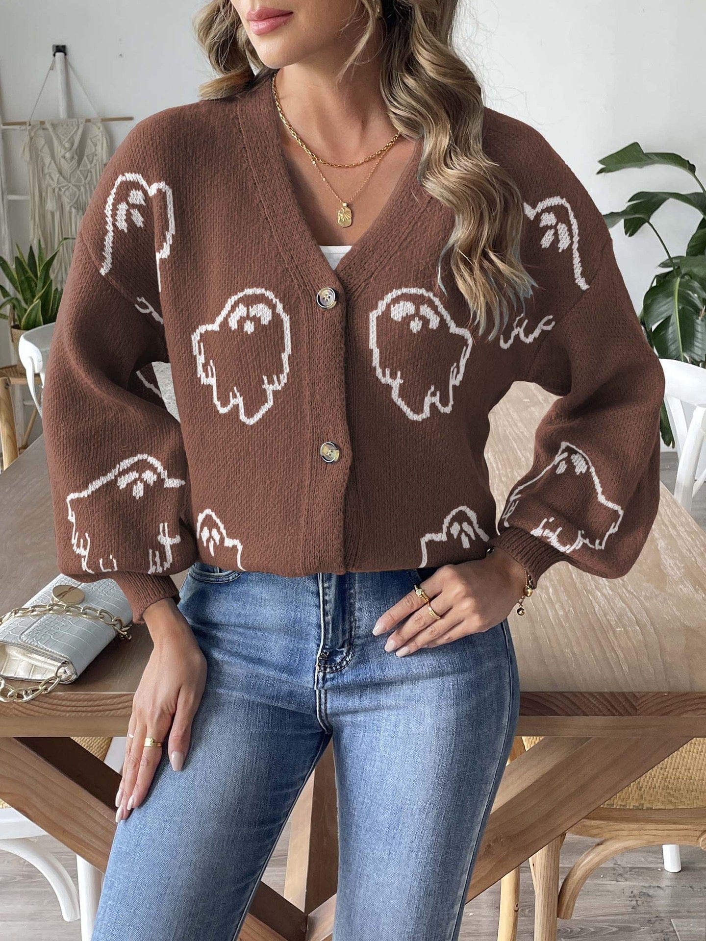 Cardigan en maille à motif fantôme - votre touche d'originalité - MAX FOR ME MAX for ME