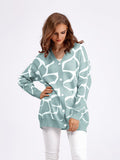 Cardigan femme long automne-hiver – gilet en maille à motif jacquard col V ample Vert crème / S MAX for ME