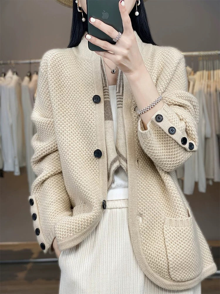 Cardigan femme maille beige naturel douceur MAX FOR ME femme