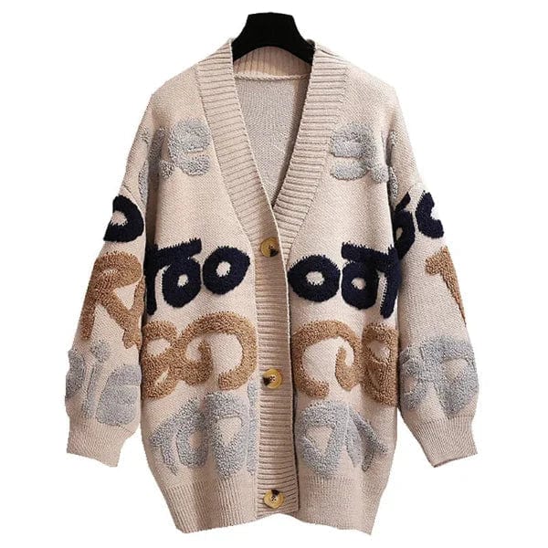 Cardigan laine oversize femme motif lettre style urbain MAX FOR ME MAX FOR ME
